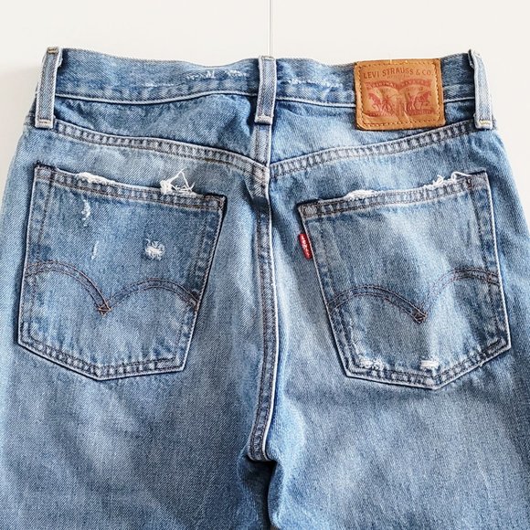 Levi's - Blue Wedgie Icon Straight Jeans In Partner in Crime Wash - Size 26 - Picture 6 of 13